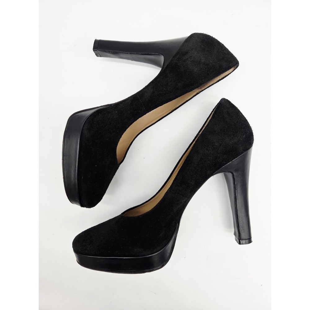 MICHAEL Michael Kors Black Heel Platform Suede Pumps Women's Sz 7.5 Round Toe - Picture 5 of 7